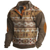 3D digital printing, loose four button sweater, men's 3D digital print loose four button knit sweater