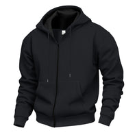Men's Velvet Hooded Zipper Casual Sweatshirt