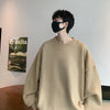 Men's loose round neck sweater in white, made from polyester