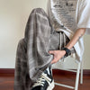 Men Plaid Ice Silk Men's Summer Thin Cool Casual Trousers