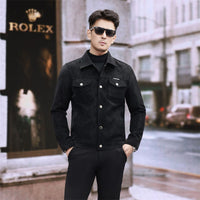 Men Suede Leather Jacket long sleeve