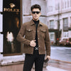 Men Suede Leather Jacket long sleeve