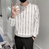 Men Round Neck Slim-fit Striped Sweater For Men