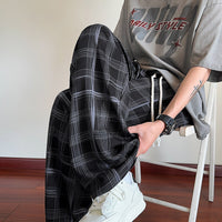 Men Plaid Ice Silk Men's Summer Thin Cool Casual Trousers