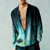 Men 3D Printing Long-sleeved Shirt Loose Casual Shirt