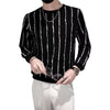 Men Round Neck Slim-fit Striped Sweater For Men